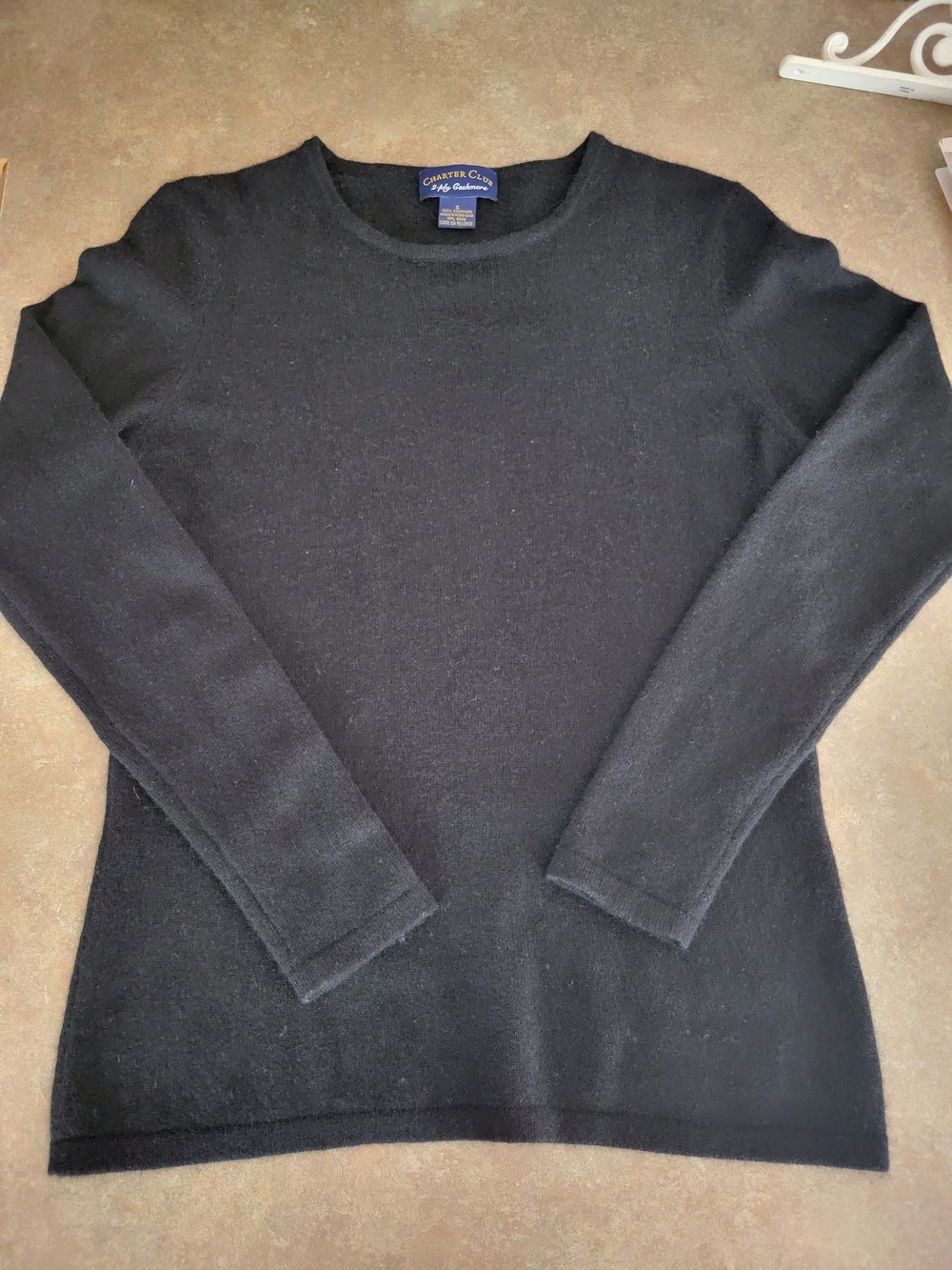 Charter Club 2-Ply Cashmere Sweater in Black Womens Sm